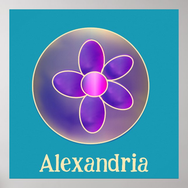 Póster Flor personalizada morado morado rosado caliente V (Frente)