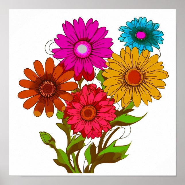 Póster Flor Personalizado colorida (Frente)