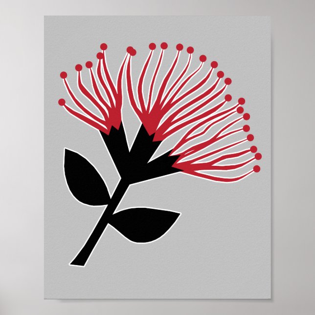 Póster Flor Pohutukawa, Nueva Zelanda (Frente)