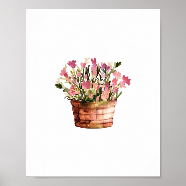 Póster Flor posa Multicolor Acuarela (Frente)