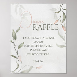Póster Flor Primavera Floral Baby Shower Diaper Raffle