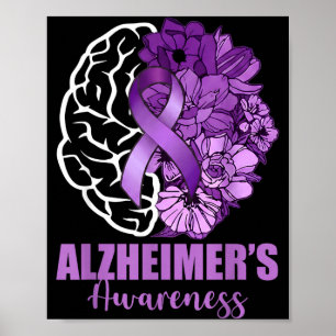 Póster flor púrpura de la cinta de la conciencia de Alzhe