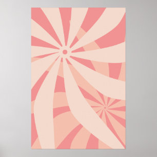 Póster Flor Resumen Rosa Retro