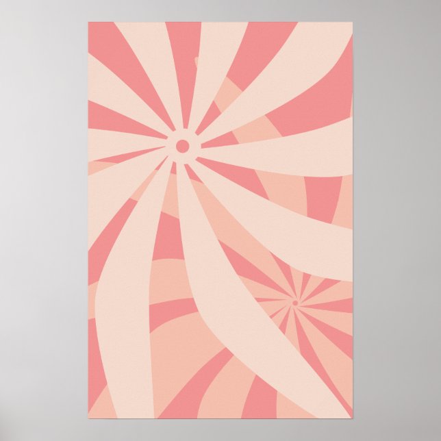 Póster Flor Resumen Rosa Retro (Frente)