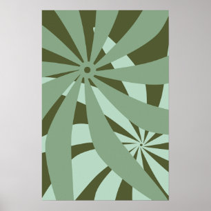 Póster Flor Resumen Verde Retro