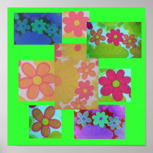 Póster Flor retro brillante Groovy