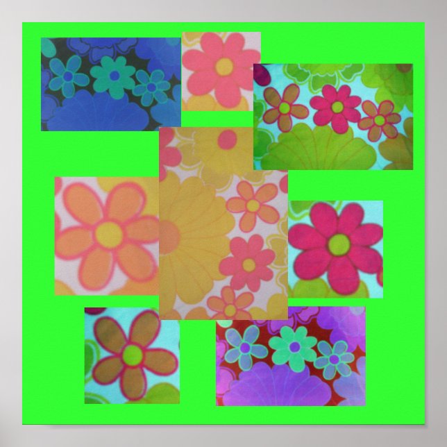 Póster Flor retro brillante Groovy (Frente)