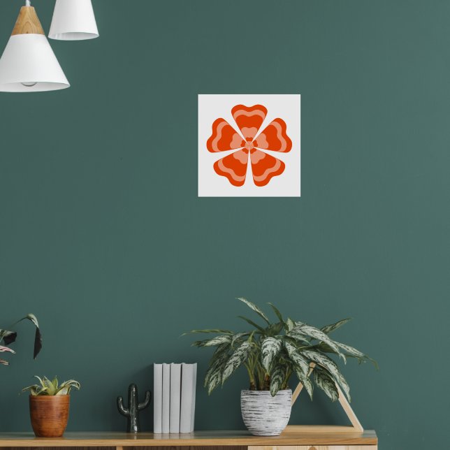 Póster Flor Retro Naranja Estilizada (Salón 1)