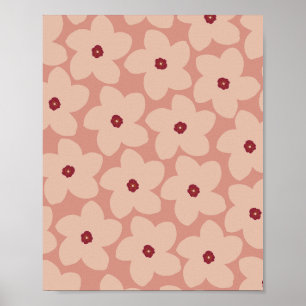 Póster Flor retro rosa de terracota