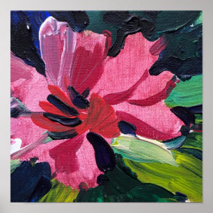 Póster Flor roja, pintura