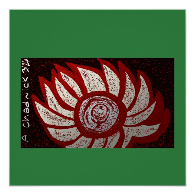 Póster Flor Roja y Blanca Plateada (Anverso)
