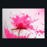 Póster Flor rosa Abstract Paint Splatt<br><div class="desc">Flor de bonito con pétalos rosados que explotan en salpicaduras de pintura rosada con grandes gotas de pintura rociadas por todas partes. Diseño contemporáneo abstracto y moderno de Guay.</div>