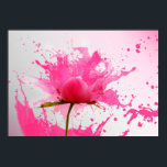 Póster Flor rosa Abstract Paint Splatt<br><div class="desc">Flor de bonito con pétalos rosados que explotan en salpicaduras de pintura rosada con grandes gotas de pintura rociadas por todas partes. Diseño contemporáneo abstracto y moderno de Guay.</div>