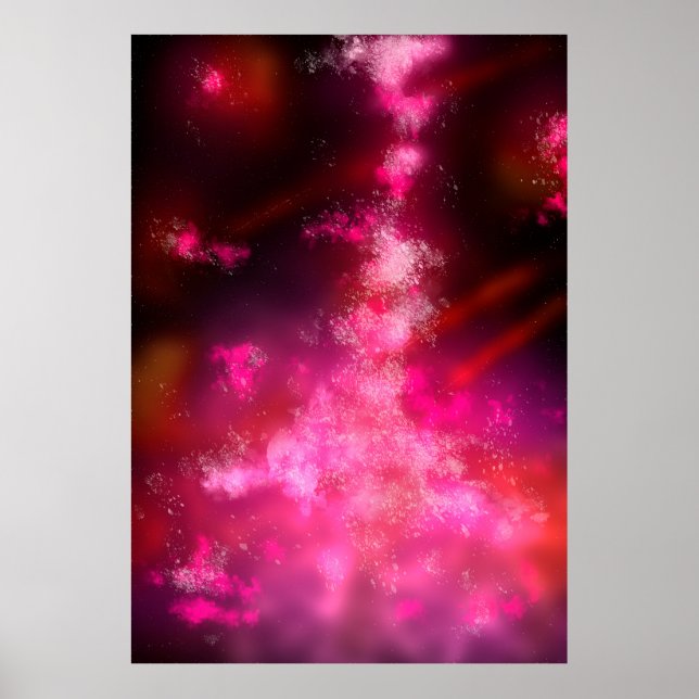 Póster Flor rosa cielo nocturno (Frente)