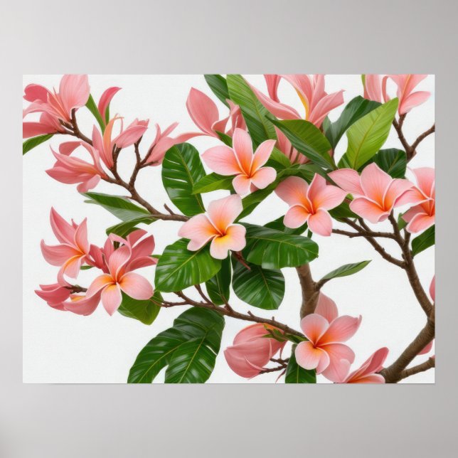 Póster Flor rosa frangipani (Frente)