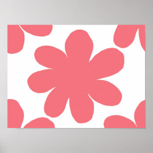 Póster Flor rosa roja