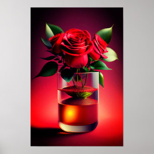 Póster Flor rosa roja
