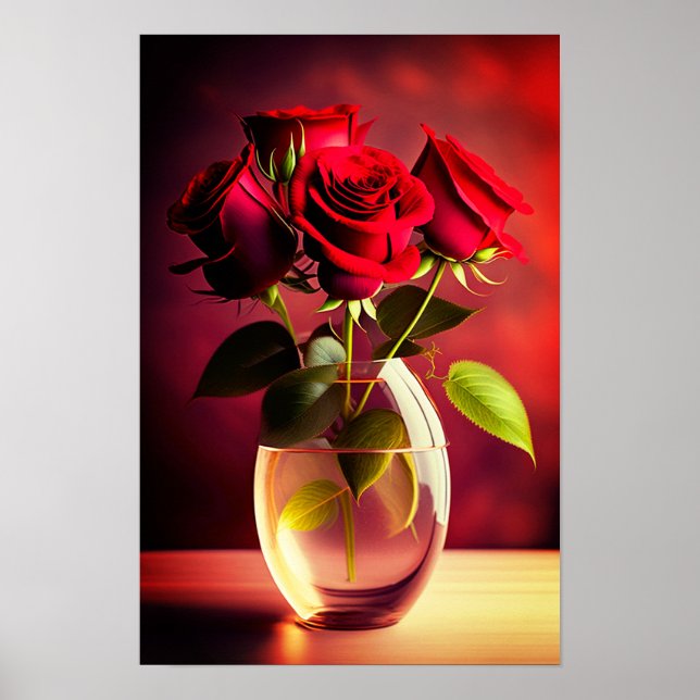 Póster Flor rosa roja (Frente)