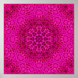 Póster Flor rosa Vintage Fractal Kaleidoscope