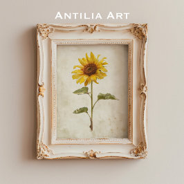 Póster Flor rústica de granja con pintura de girasol