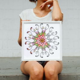 Póster Flor sagrada de geometría Mandala Coloración para