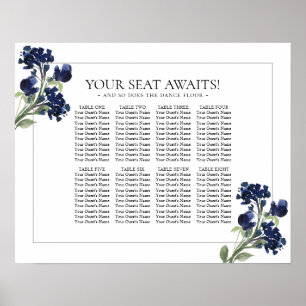 Póster Flor salvaje Asientos de Flor Azul de la Marina