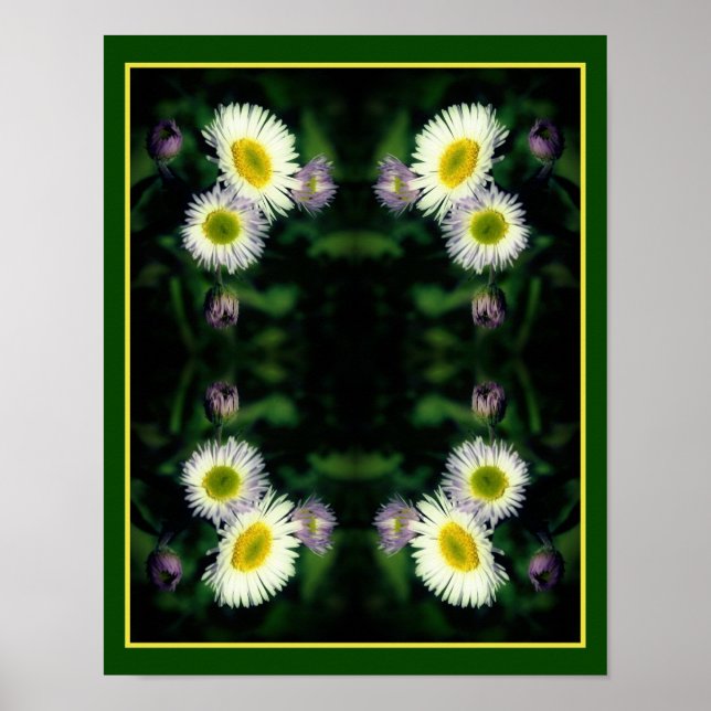 Póster Flor salvaje Fleabane Daisy cierra resumen (Frente)