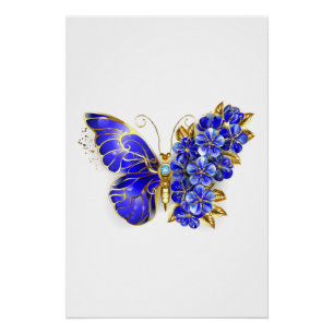 Póster Flor Sapphire Mariposa