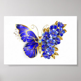 Póster Flor Sapphire Mariposa