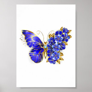 Póster Flor Sapphire Mariposa