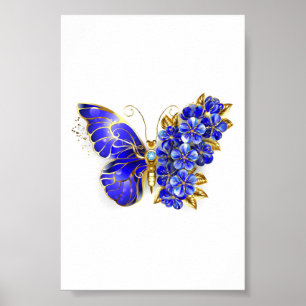 Póster Flor Sapphire Mariposa