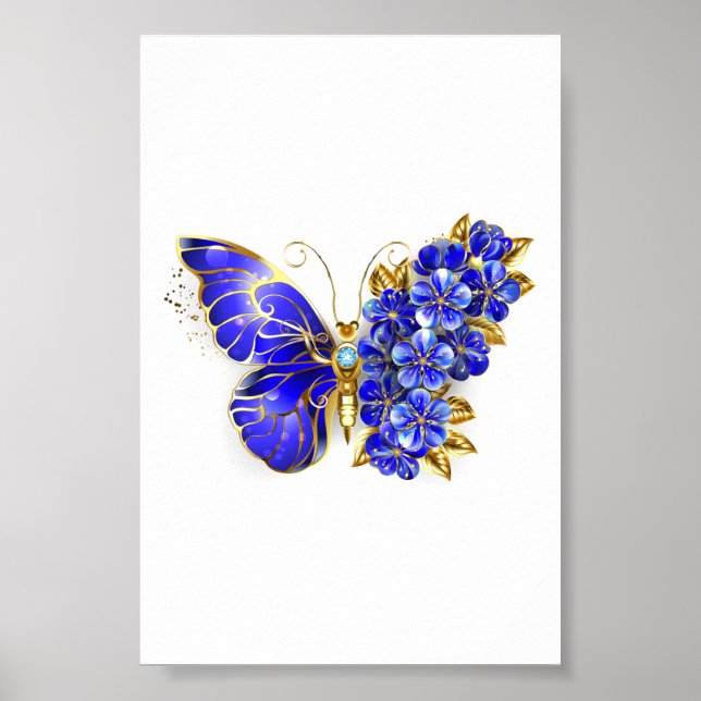 Póster Flor Sapphire Mariposa (Frente)