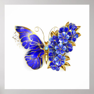 Póster Flor Sapphire Mariposa