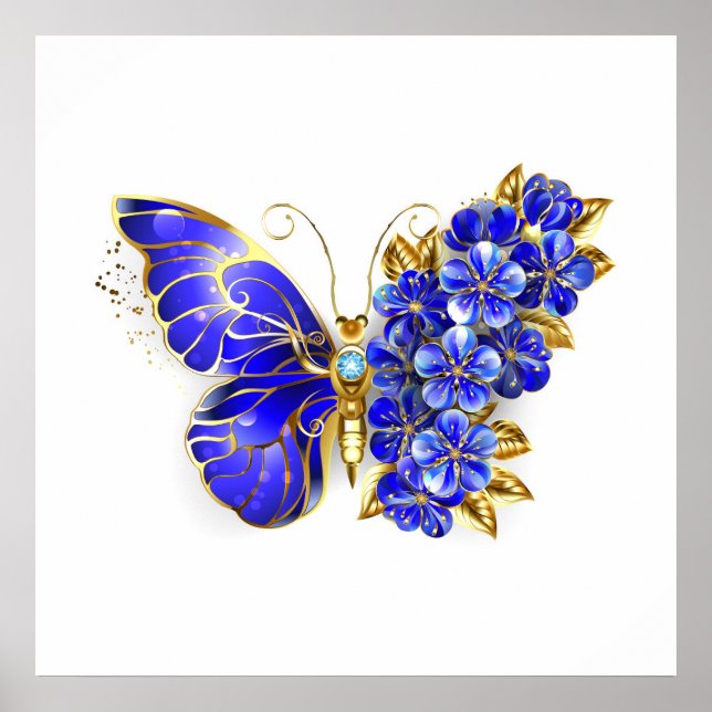 Póster Flor Sapphire Mariposa (Frente)