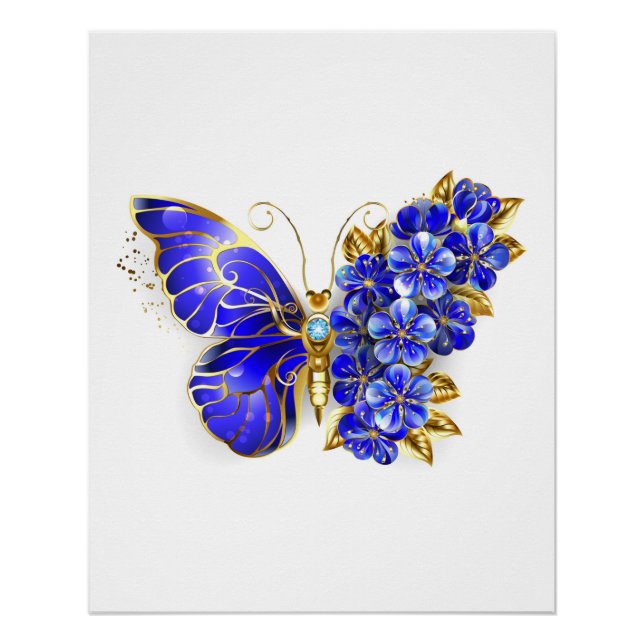 Póster Flor Sapphire Mariposa (Anverso)