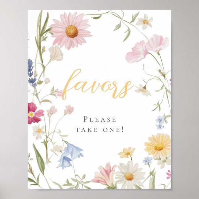 Póster Flor silvestre 1er cumpleaños, por favor, haga un  (Frente)