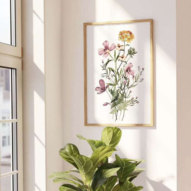 Póster Flor silvestre acuarela Bouquet #1 (In situ Beside the window)