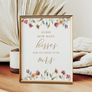 Póster Flor silvestre adivina cuántos besos Rótulo de jue