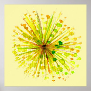 Póster Flor silvestre amarillo acuarela