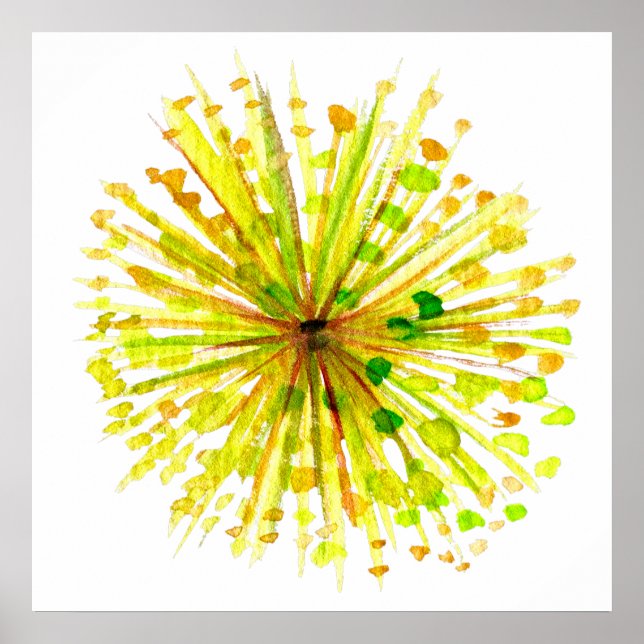 Póster Flor silvestre amarillo acuarela (Frente)