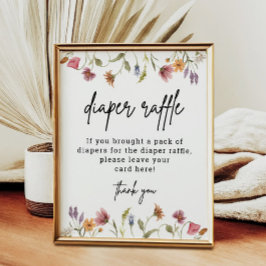 Póster Flor silvestre Baby Shower Diaper Raffle Digital