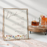Póster Flor silvestre colorida | Menú Bebidas Bodas Beige<br><div class="desc">Esta flor silvestre colorida | el poster del menú de bebidas beige es perfecto para su boda de verano, sencillo y caprichoso. Los florales de color rosa, amarillo, naranja y dorado, brillantes y encantados, le dan a este producto el aspecto de un minimalista y elegante jardín de primavera hippie vintage....</div>