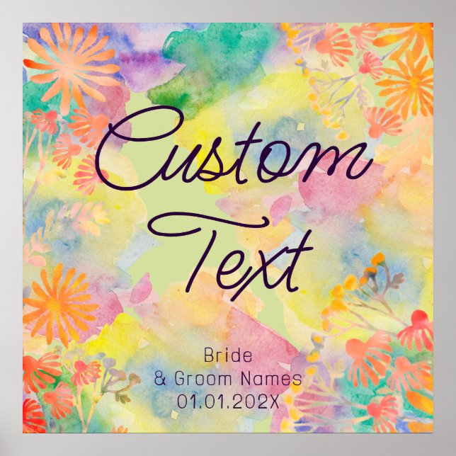 Póster Flor silvestre de acuarela psicodélica (Frente)