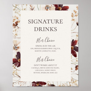 Póster Flor Silvestre de Borgoña   Letrero de Bebidas Emb
