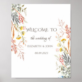 Póster Flor silvestre de color acuático suave seco