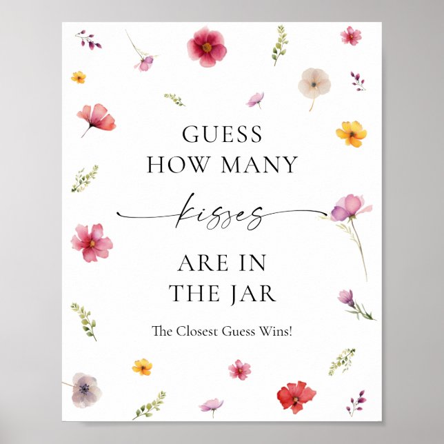 Póster Flor silvestre ducha de novias adivina cuántos bes (Frente)