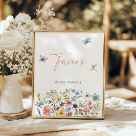 Póster Flor silvestre mariposa Jardín Bridal Ducha Favor