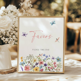 Póster Flor silvestre mariposa Jardín Bridal Ducha Favor