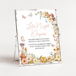 Póster Flor silvestre Pequeña Mariposa Tarde Noche Diaper