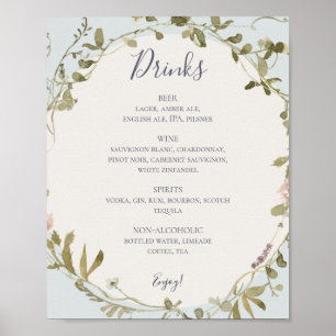Póster Flor silvestre primavera   Menú de bebidas de Boda